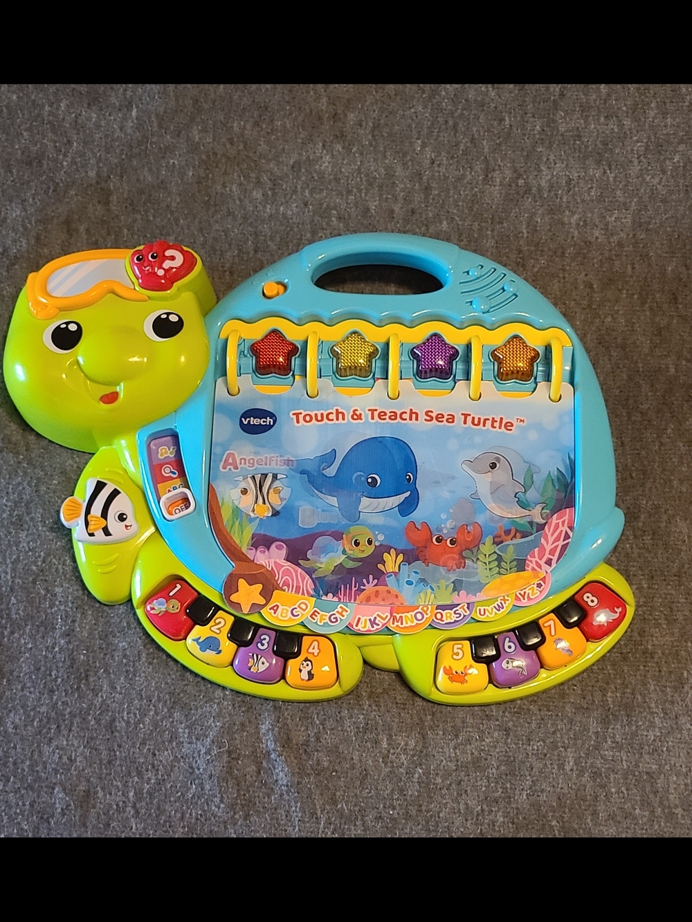 Vtech Touch And Teach Sea Turtle - Music Letters Sound Lights - Interactive Book